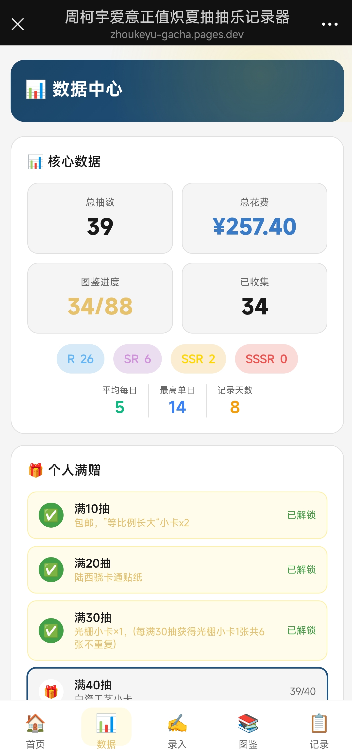 抽抽乐记录器 · 数据中心